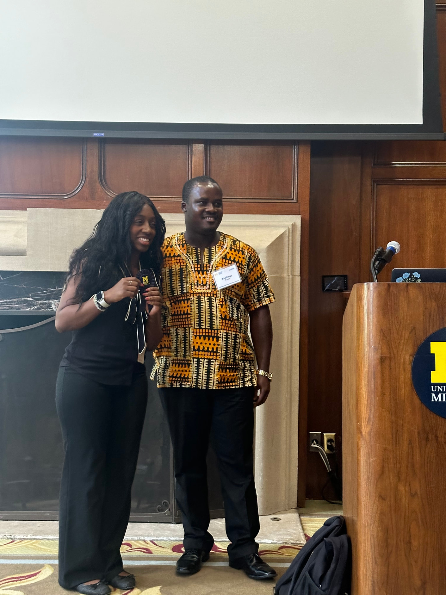Sky on stage with a fellow awardee at the Blue Ribbon ceremony