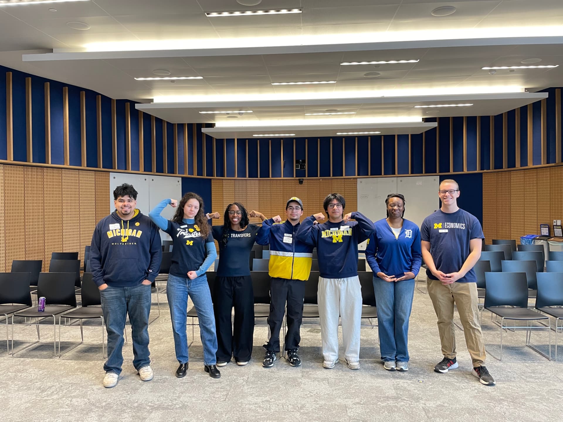 Sky with the transfer student event team after a campus program